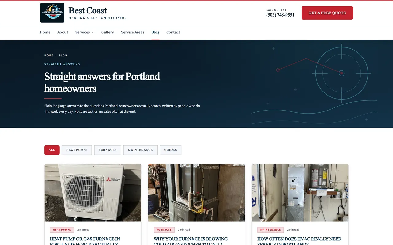 Blog page of the Best Coast Heating & Air Conditioning website